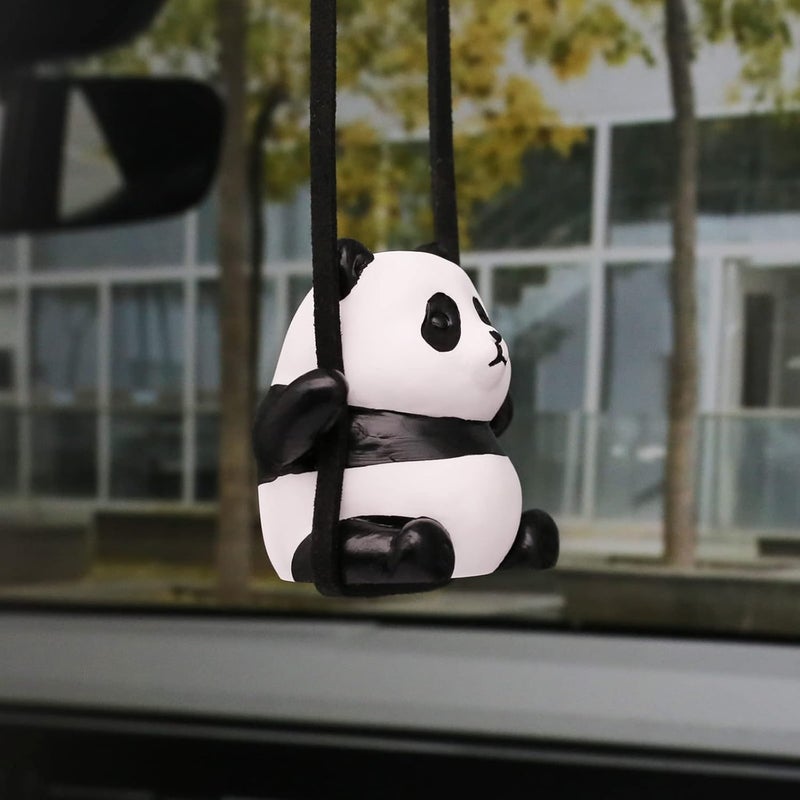 Kiofs Panda Car Hanging Ornament - Swinging Panda Hanging Swing for Rear View Mirror, Funny Car Decor - Image 3